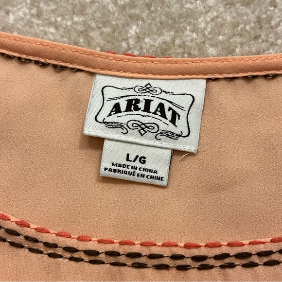 Ariat Shirt Womens Large Orange Embroidered Thick Stitch Western Aztec Tunic - Picture 3 of 11